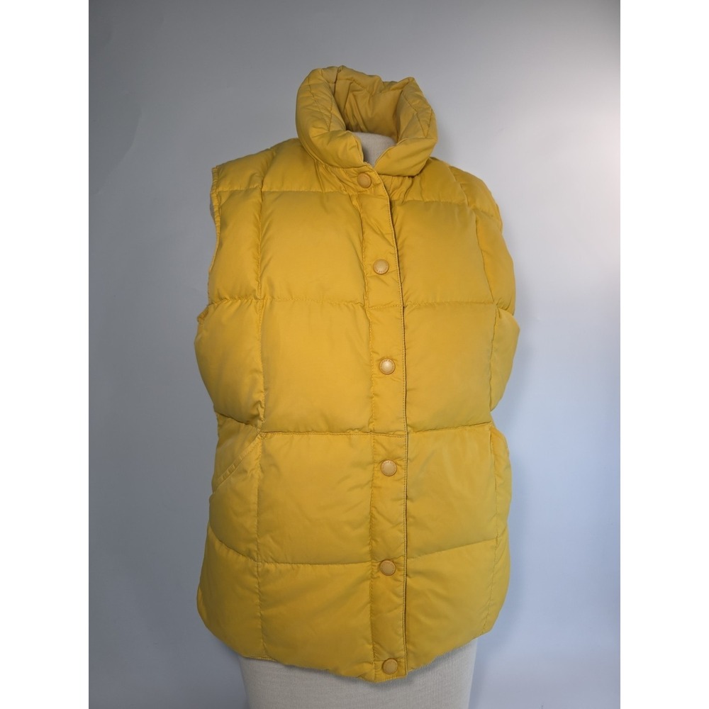 Lands' End Downโ Winter Puffer Vest S Women's Snap Front Yellow